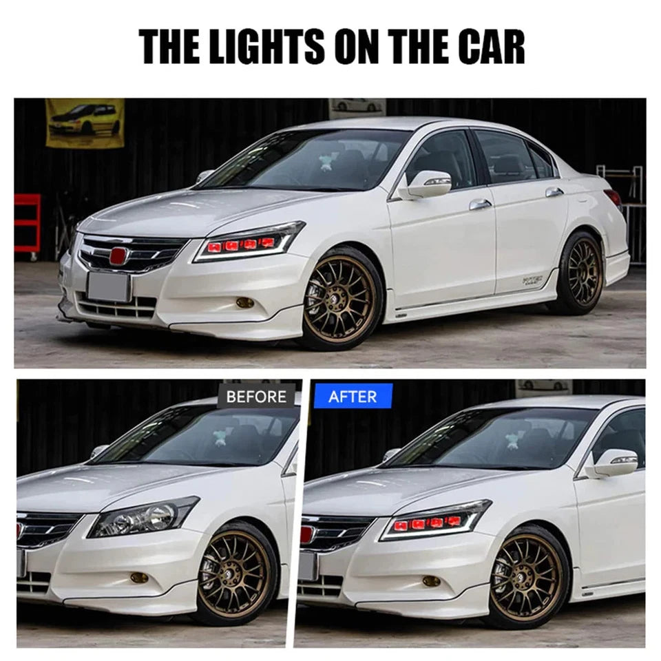 NTXGlow Dynamic DRL LED Headlights 2008-2012 Honda Accord MK8 (Demon Eyes)