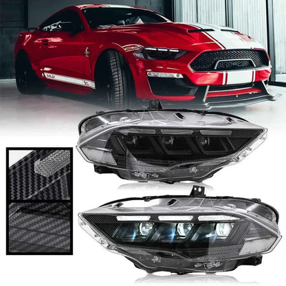 NTXGlow Carbon Fiber LED Headlights (2018-2023 Ford Mustang S650)