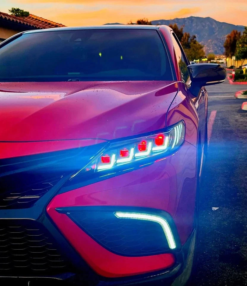 NTXGlow Red Demon Eye Headlights (2018-2024 Toyota Camry LE, SE, XLE, XSE, TRD)