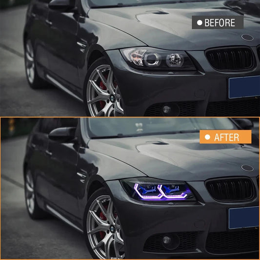 NTXGlow RGB Halogen Headlights (2009-12 BMW 3-Series E90 E91 320i 323i 325 330 335)