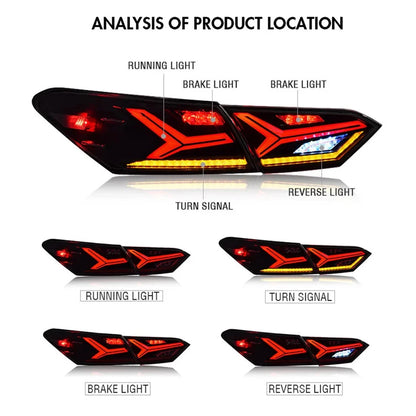 NTXGlow Smoke Tail Lights For (2018-2024 Toyota Camry SE, LE, XSE, XLE, TRD)