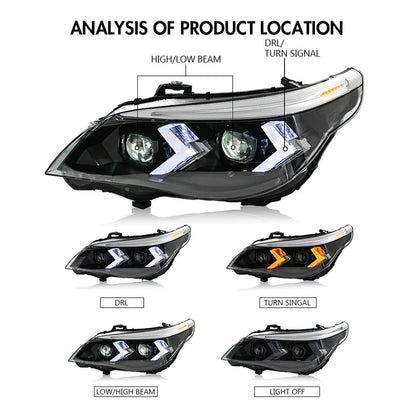 NTXGlow LED Headlights (2005-2010 BMW 5-Series E60, 525i, 530i, 540i)