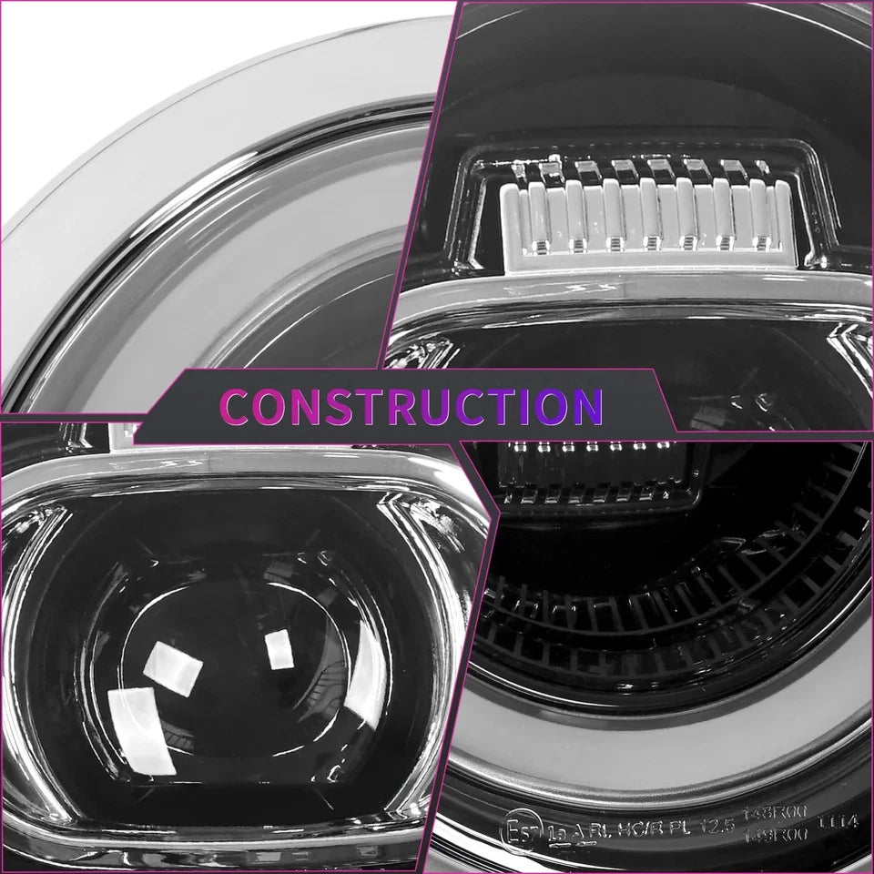 NTXGlow LED Headlights with Smoke Trims (2001-07 BMW Mini Cooper R50 R52 R53)