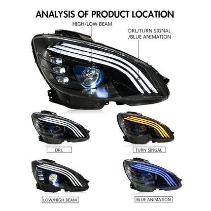 NTXGlow LED Headlights 2008-2011 Mercedes-Benz C-Class W204 (Halogen Version)