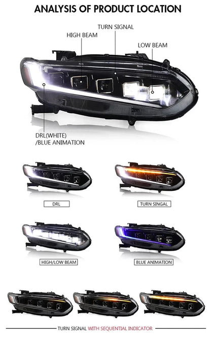 NTXGlow LED Headlights with DRL Sequential Turn Signal (2018-2021 Honda Accord)