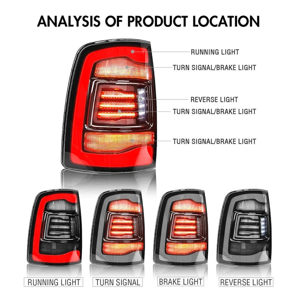NTXGlow Smoked LED Tail Lights (2009-18 Dodge RAM 1500 & 2013-18 RAM 2500)