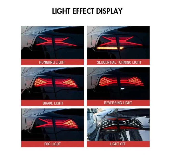 NTXGlow Smoked LED Tail Lights 2017-2022 Tesla Model 3 & Y (X-Men Series Style)