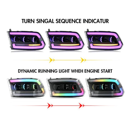 NTXGlow RGB LED Headlights (2009-18 Dodge RAM 1500 & 2013-18 RAM 2500)