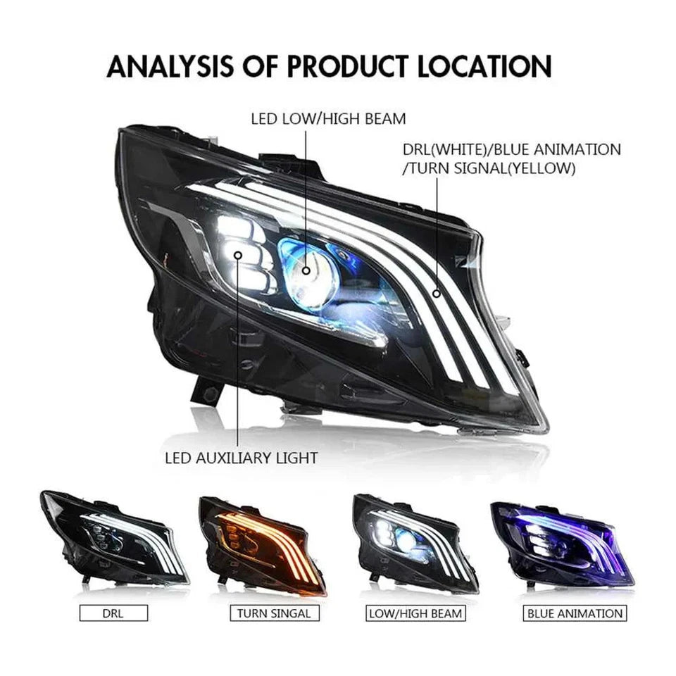 NTXGlow Halogen LED Headlights (2017-22 Mercedes-Benz V-Class Metris/Vito)