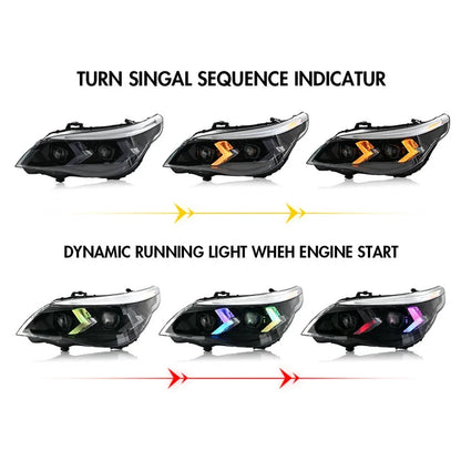 NTXGlow RGB LED Headlights (2005-2010 BMW 5-Series E60, 525i, 530i, 540i)