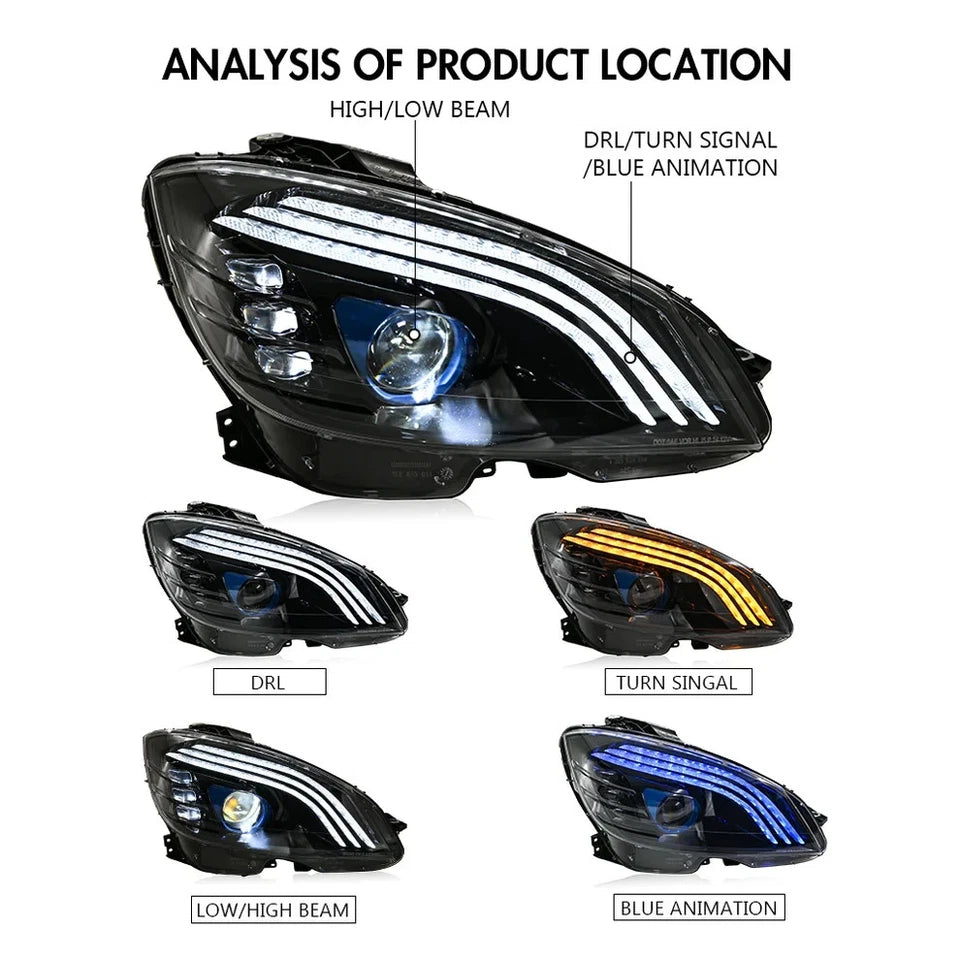 NTXGlow LED Headlights 2008-2011 Mercedes-Benz C-Class W204 (Xenon Version)