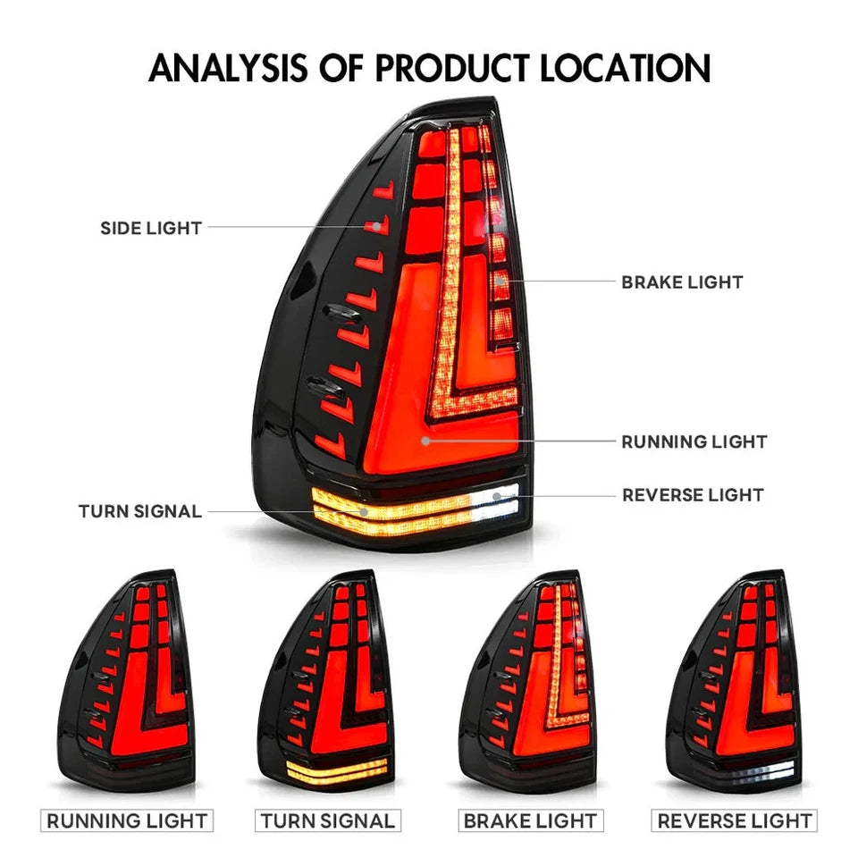 NTXGlow LED Tail Lights (2003-2009 Toyota Land Cruiser Prado, LC120)