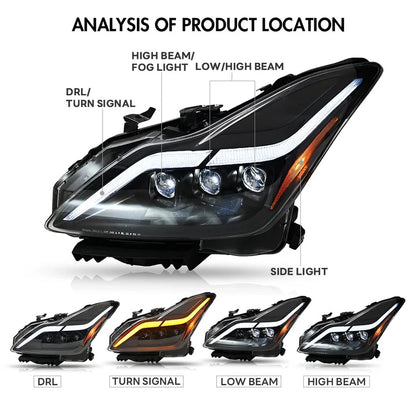 NTXGlow LED Tube Projector Headlights (2008-2015 Infiniti G37 & Q60 Coupe)