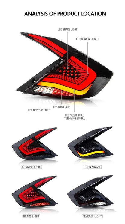 NTXGlow Clear LED Tail Lights (2016-2021 Honda Civic)