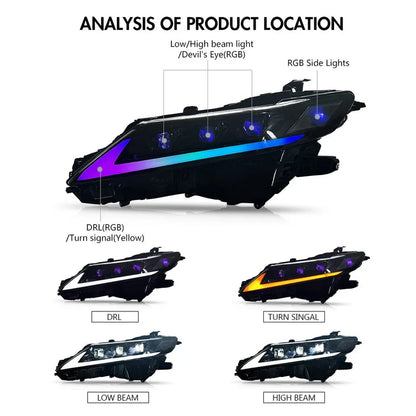 NTXGlow RGB Headlights (2018-2024 Toyota Camry LE, SE, XLE, XSE, TRD)