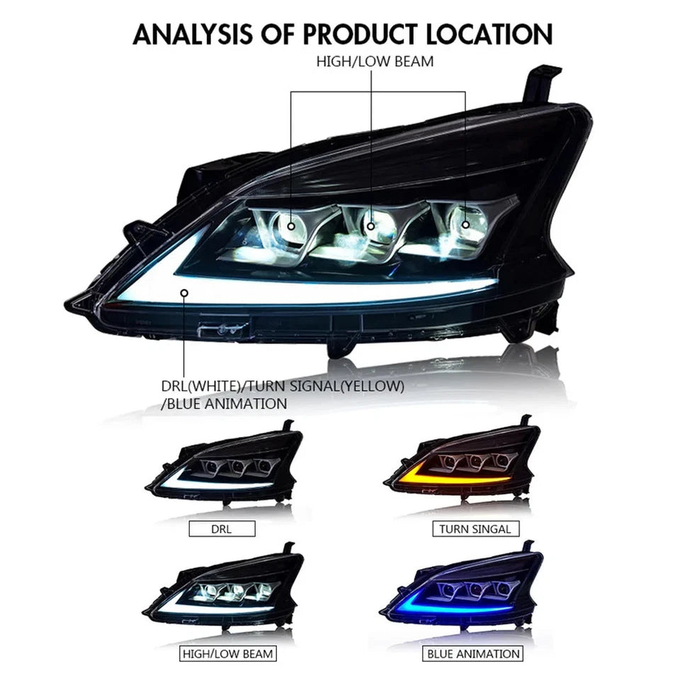 NTXGlow LED Headlights 2012-2015 Nissan Sylphy (A Touch of Blue)