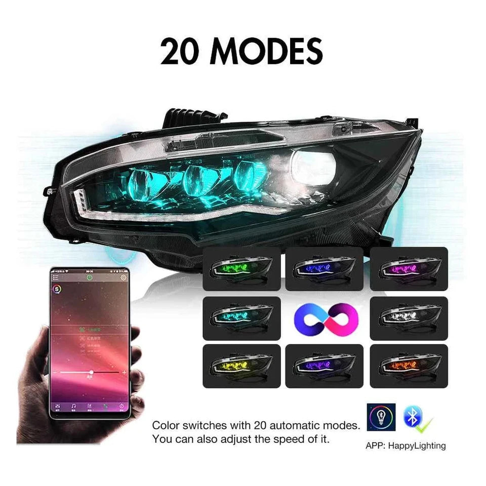 NTXGlow LED Headlights (2016-2021 Honda Civic 10th Gen)