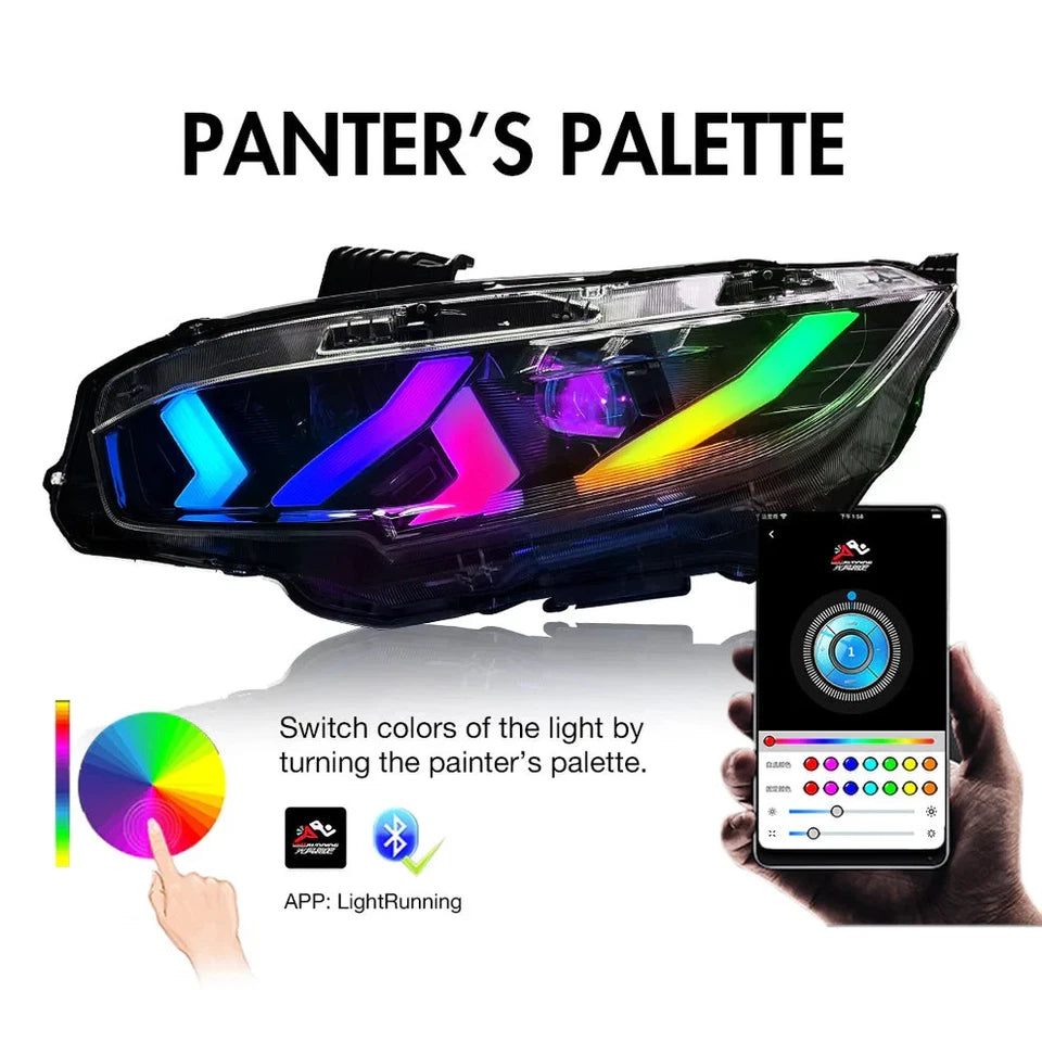 NTXGlow RGB Headlights (2016-2021 Honda Civic 10th Gen)