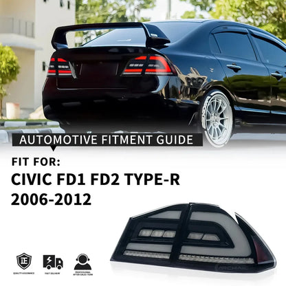 NTXGlow Smoke White LED Tail Lights (2006-2012 Honda Civic FD1, FD2 Type-R)