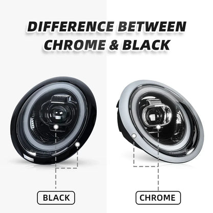NTXGlow LED Headlights with Smoke Trims (2001-07 BMW Mini Cooper R50 R52 R53)