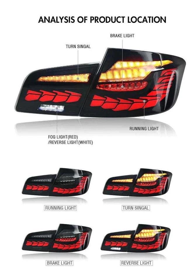 NTXGlow Smoked LED Tail Lights (2011-17 BMW 5-Series F10, F18)