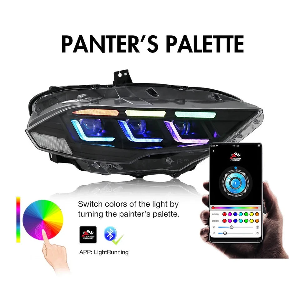 NTXGlow RGB Headlights (2018-2023 Ford Mustang S650)