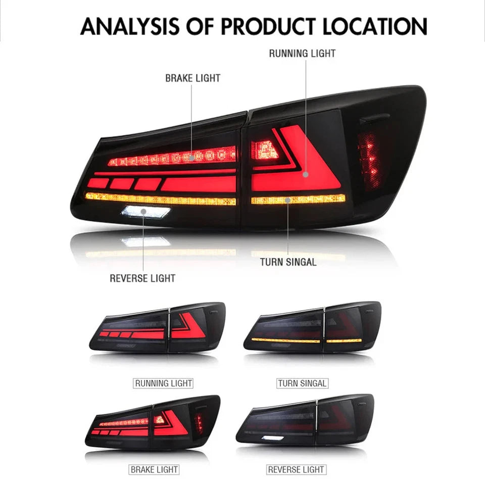 NTXGlow Red LED Tail Lights (2006-2012 Lexus IS250, IS350, IS F)