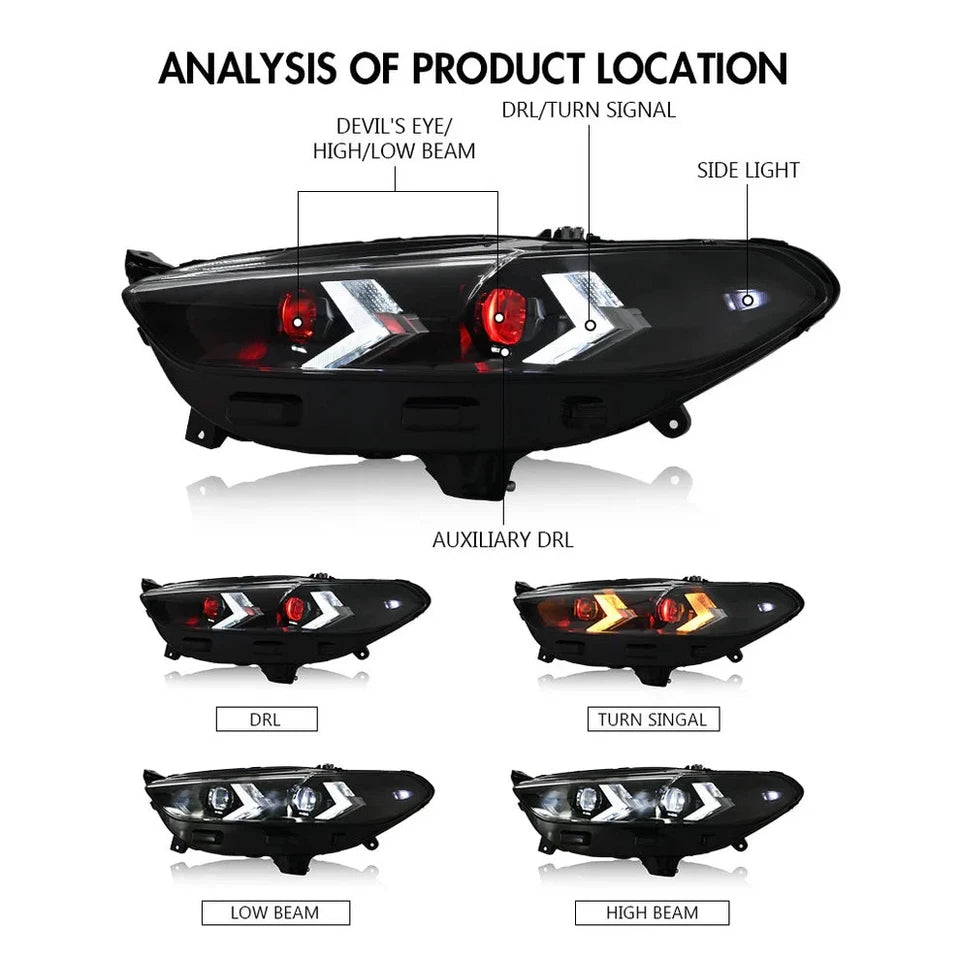 NTXGlow Demon Eye Halogen Headlights (2013-2016 Ford Fusion & Mondeo)