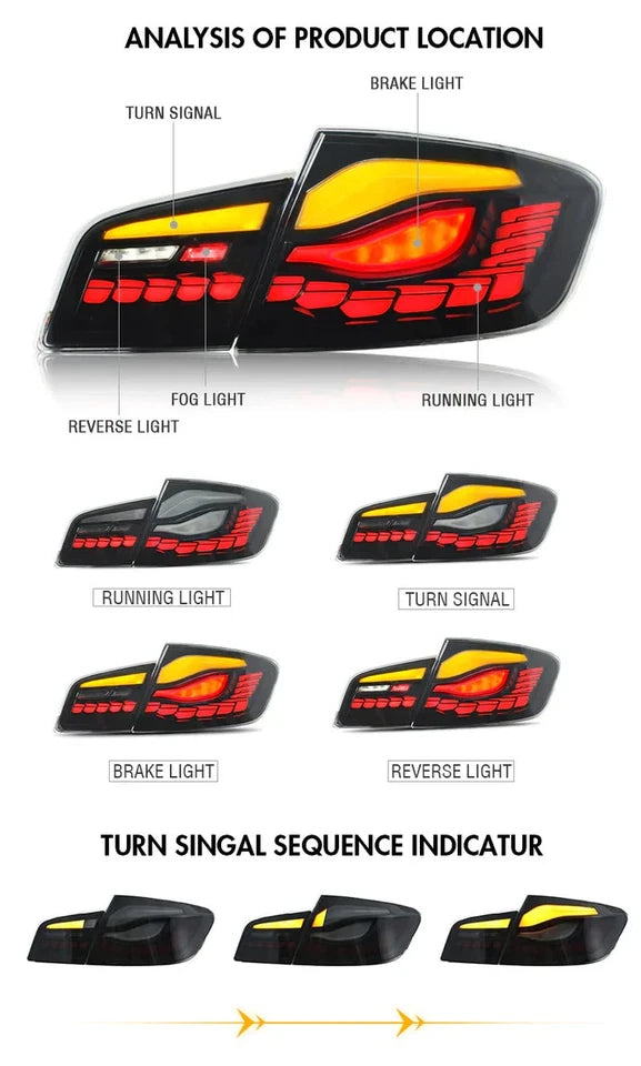 NTXGlow Smoked LED GTS Tail Lights (2011-2017 BMW 5-Series F10 F18 M5)