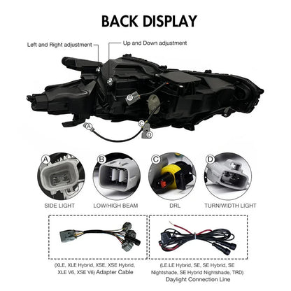NTXGlow Red Demon Eye Headlights (2018-2024 Toyota Camry LE, SE, XLE, XSE, TRD)