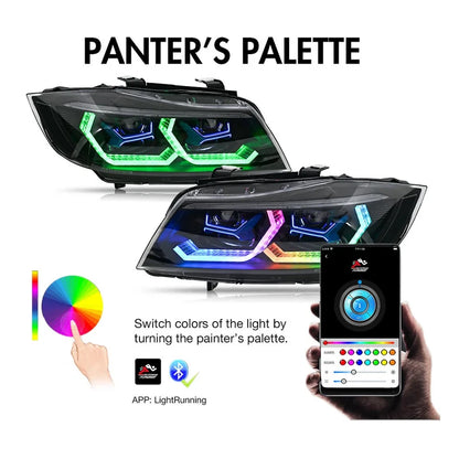 NTXGlow RGB Halogen Headlights (2009-12 BMW 3-Series E90 E91 320i 323i 325 330 335)