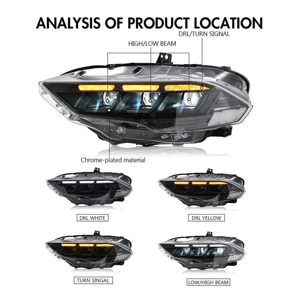 NTXGlow Carbon Fiber LED Headlights (2018-2023 Ford Mustang S650)