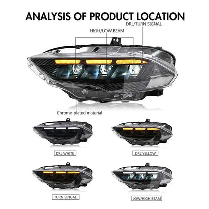 NTXGlow Carbon Fiber LED Headlights (2018-2023 Ford Mustang S650)