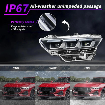 NTXGlow Black LED Headlights (2024-2025 Ford Mustang Ecoboost, GT)