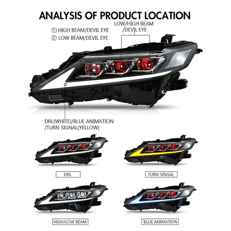 NTXGlow Carbon Fiber LED Headlights (2018-2024 Toyota Camry 8th Gen)