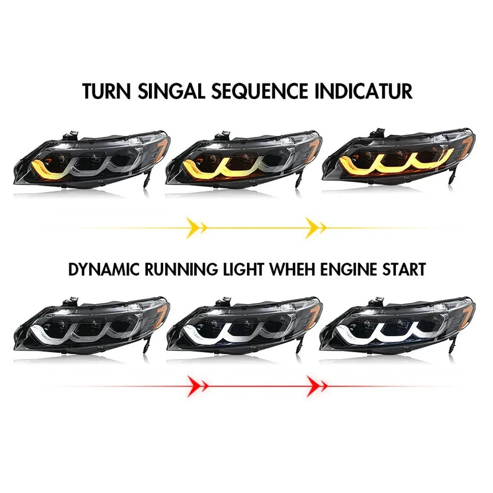 NTXGlow LED Headlights (2006-2011 Honda Civic 4DR 8th Gen Sedan)