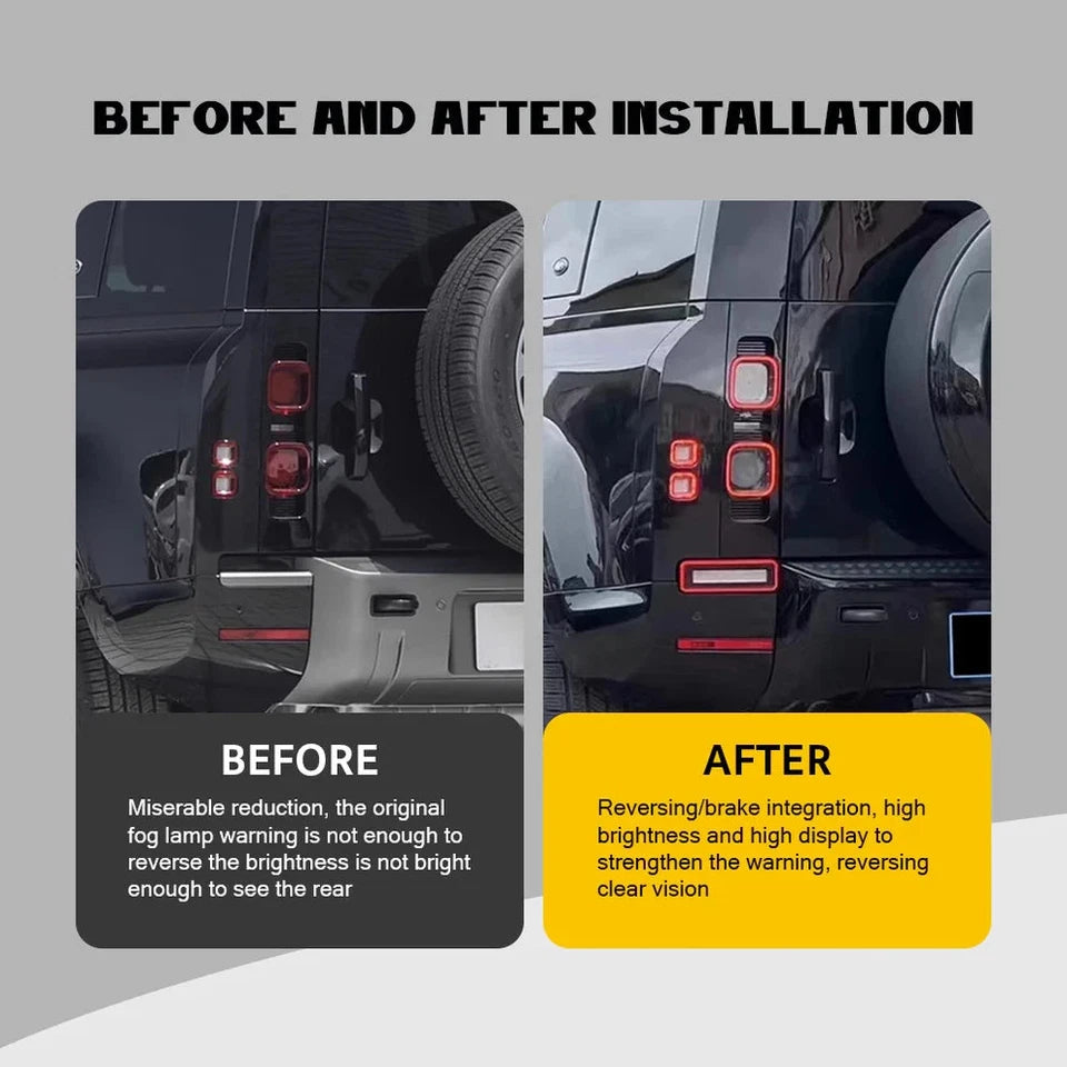 NTXGlow Smoked LED Bumper Brake Tail Lights (2020-2025 Land Rover Defender)