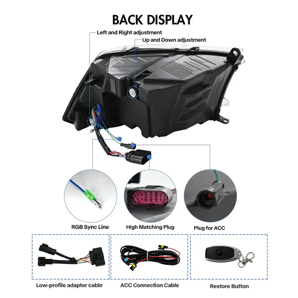 NTXGlow RGB LED Headlights (2009-18 Dodge RAM 1500 & 2013-18 RAM 2500)