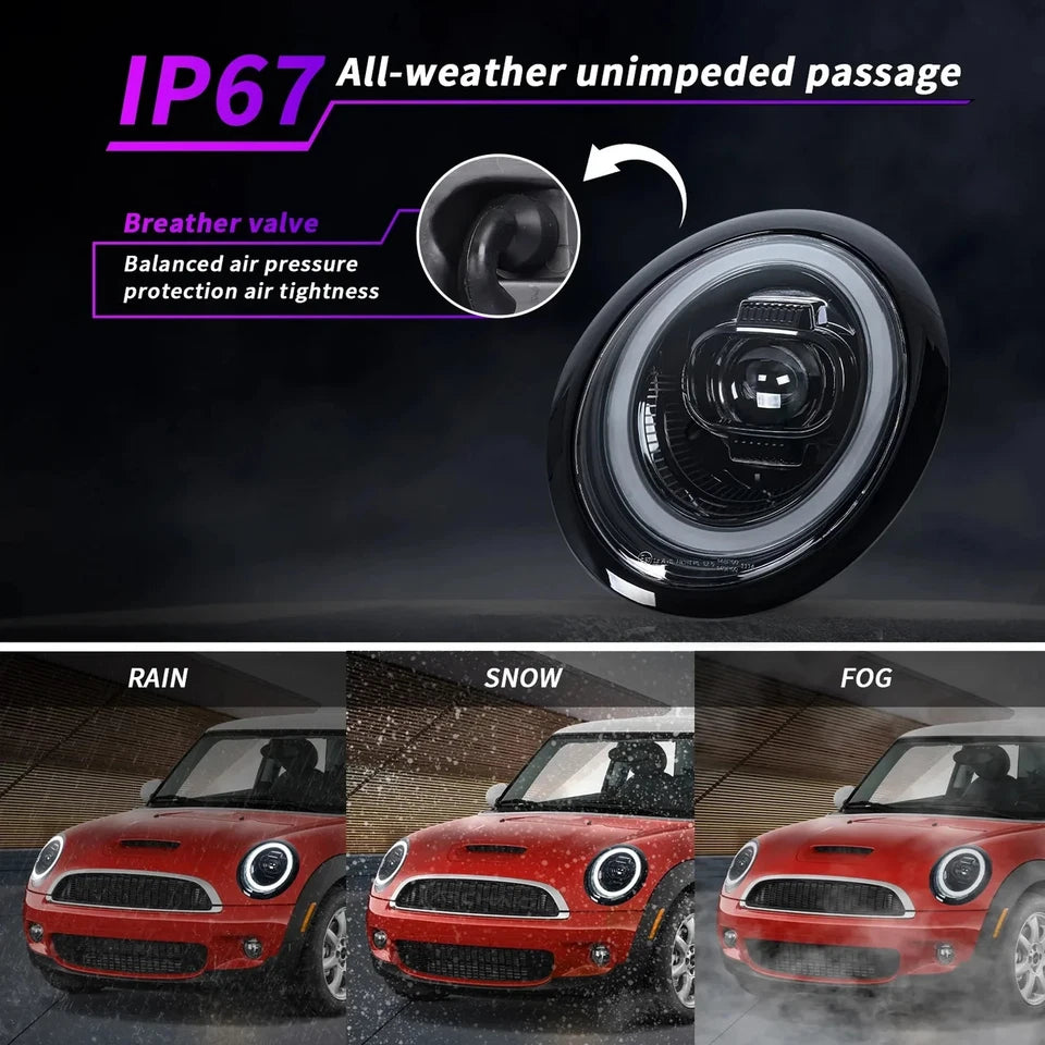 NTXGlow LED Headlights with Chrome Trims (2001-07 BMW Mini Cooper R50 R52 R53)