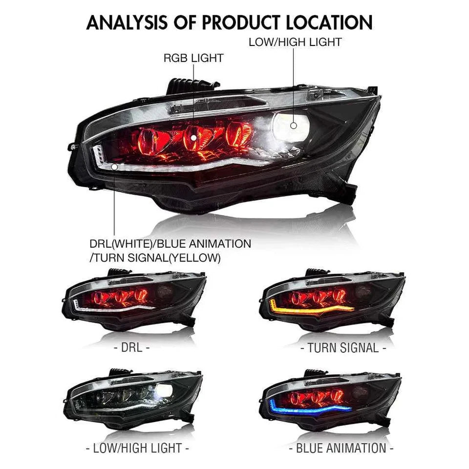 NTXGlow LED Headlights (2016-2021 Honda Civic 10th Gen)