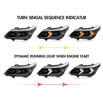 NTXGlow LED Headlights (2005-2010 BMW 5-Series E60, 525i, 530i, 540i)
