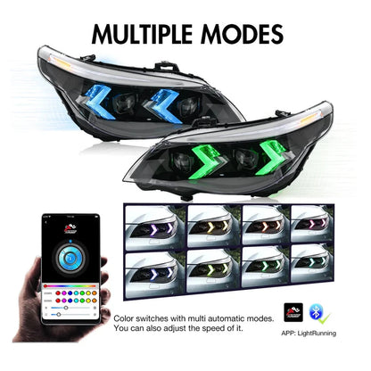 NTXGlow RGB LED Headlights (2005-2010 BMW 5-Series E60, 525i, 530i, 540i)
