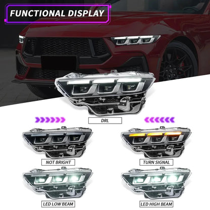 NTXGlow Black LED Headlights (2024-2025 Ford Mustang Ecoboost, GT)