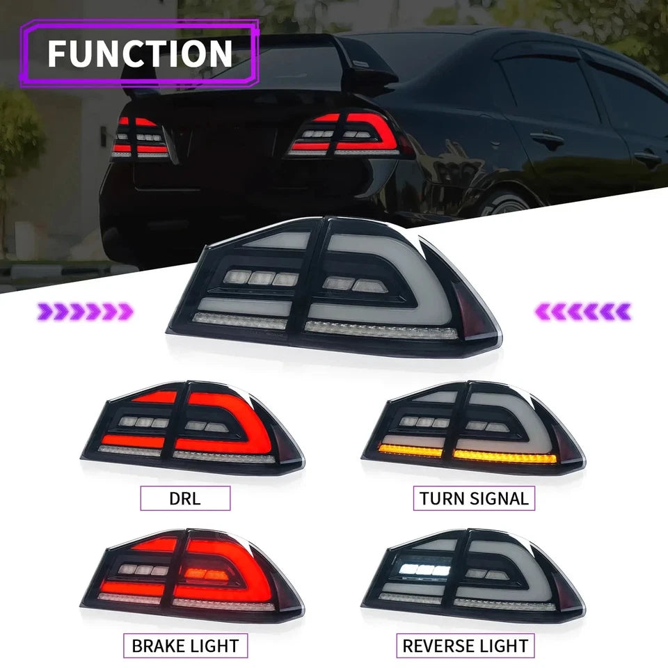 NTXGlow Smoke Red LED Tail Lights (2006-2012 Honda Civic FD1, FD2 Type-R)