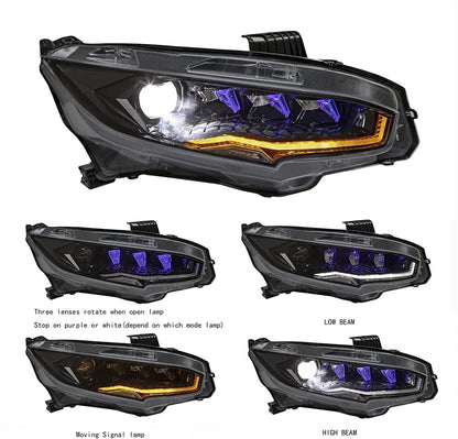 NTXGlow White LED Headlights 2016-2021 Honda Civic (without rotating)