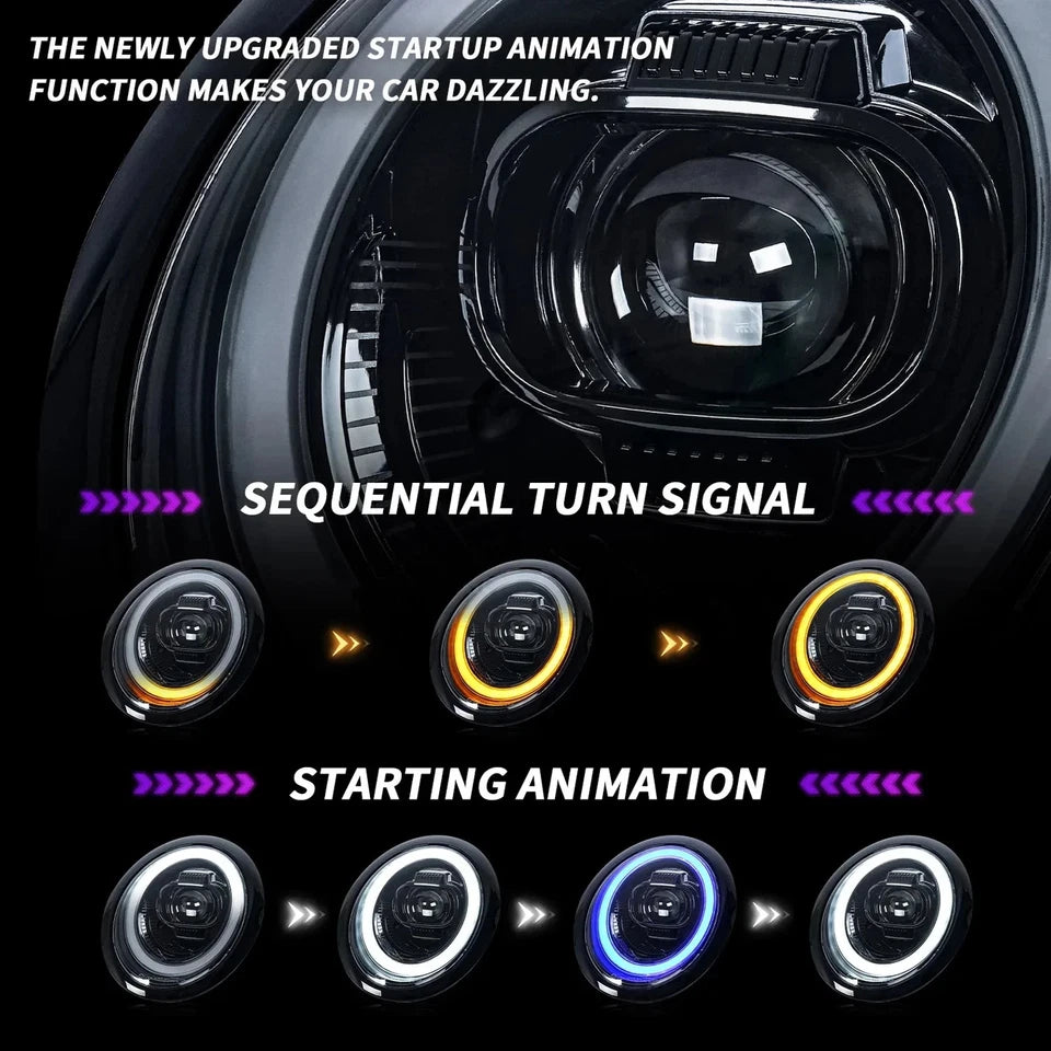 NTXGlow LED Headlights with Chrome Trims (2001-07 BMW Mini Cooper R50 R52 R53)