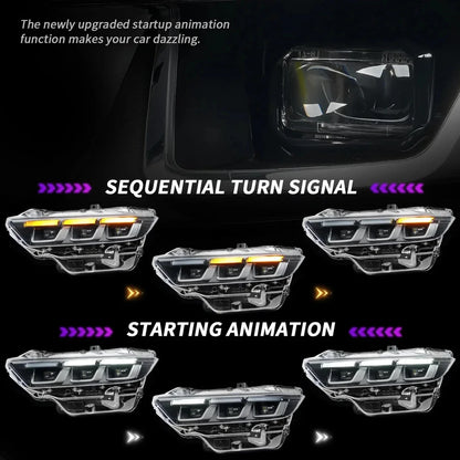 NTXGlow Black LED Headlights (2024-2025 Ford Mustang Ecoboost, GT)