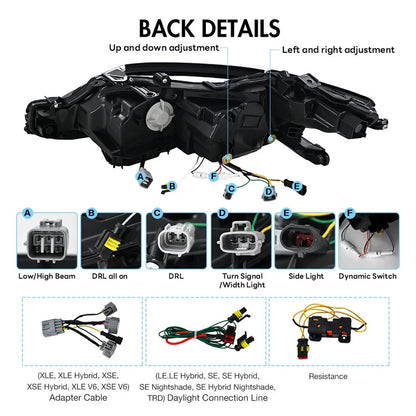 NTXGlow LED triple beam Headlights (2018-24 Toyota Camry LE, SE, XLE, XSE, TRD)