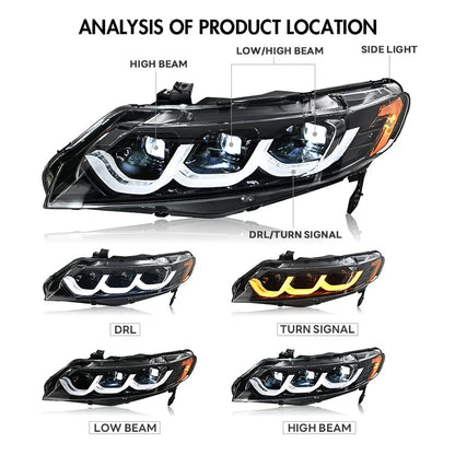 NTXGlow LED Headlights (2006-2011 Honda Civic 4DR 8th Gen Sedan)