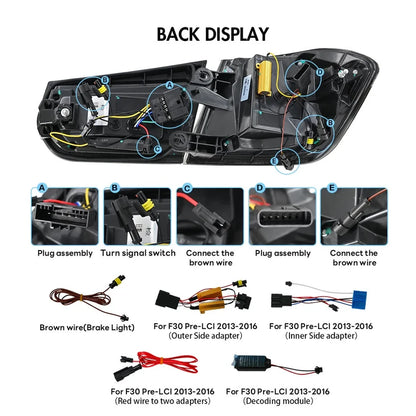 NTXGlow Smoke White LED Tail Lights (2013-2018 BMW 3-Series F30)